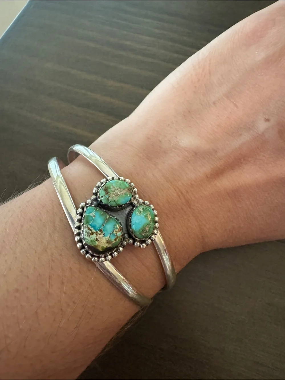 3-Stone Sonoran Gold Turquoise Cuff Bracelet